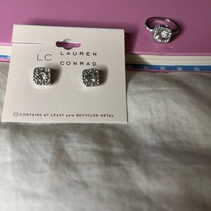 Lauren Conrad Silver Earrings and Ring Set